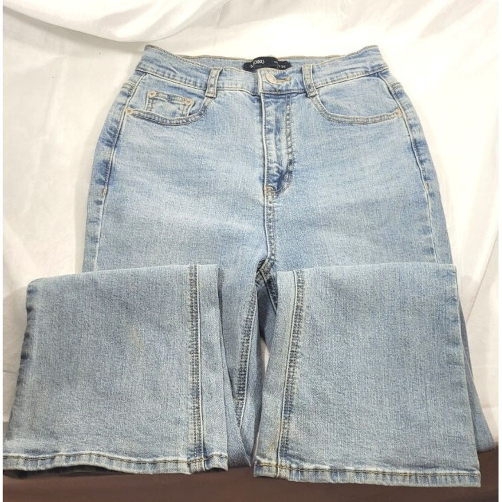 Mixxo Women's High Rise Flare Leg Light Wash Blue Jeans - Sz 26 - 27" Inseam